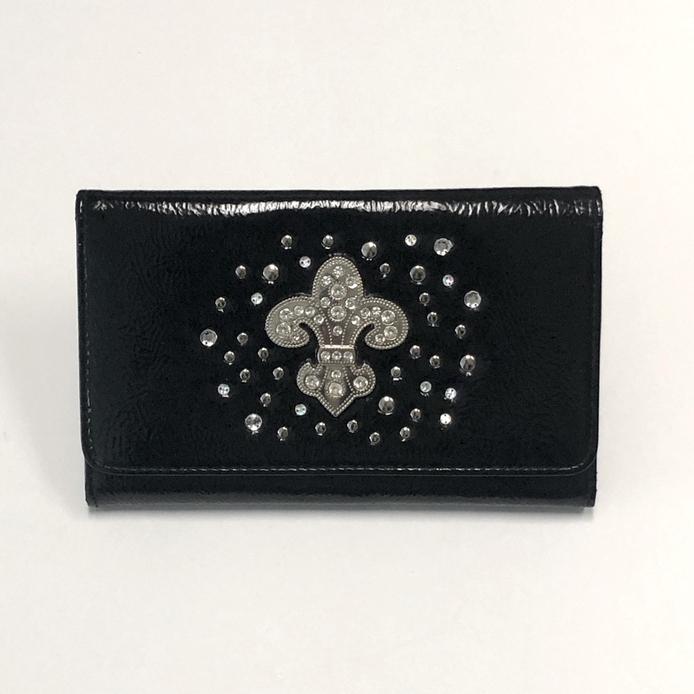 Black Studded & Rhinestone Lefloure wallet